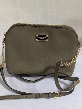 Michael Kors Olive Green Crossbody with Gold Chain Strap